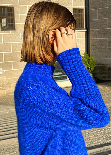 Sweater knitting pattern with saddle shoulders, sizes XS-XXXL