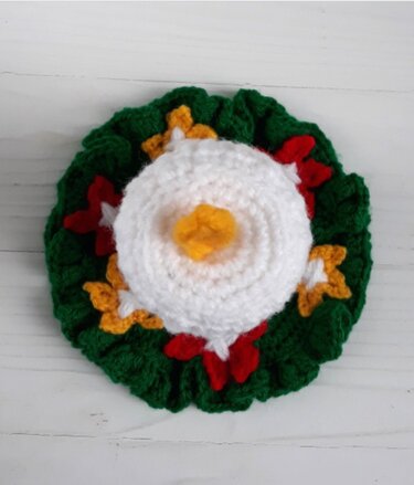 Cozy candle with flowers, New years eve decor, Christmas clearance - Crochet