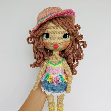 Astrid in a summer outfit, Amigurumi doll with the clothes - Crochet