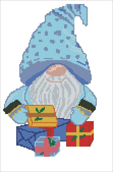 Christmas Gnome modern cross stitch pattern - Embroidery