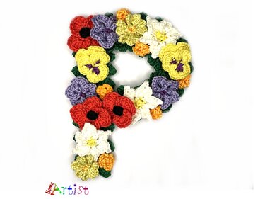 Floral Letter P crochet pattern applique