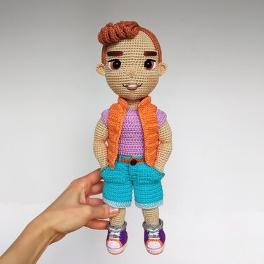 Alex crochet doll boy pattern about 13 inch, amigurumi boy men pattern
