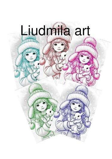 Coloring book, girl with a bunny - Crafts