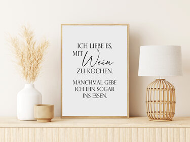 Poster MIT WEIN KOCHEN Poster Küche Geschenk Wein - Basteln