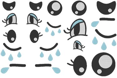 Stickdatei - Augen traurig für Kuscheltiere Kissen Bettschlagen - Sticken