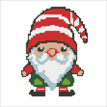 Christmas Cross Stitch Pattern, gnome design The Christmas dwarf - Embroidery