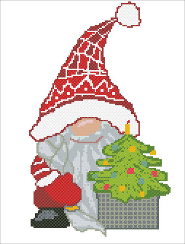 Christmas Gnome Modern Cross Stitch Pattern - Embroidery