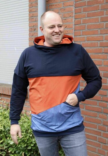 PDF-Schnittmuster Hoodie Elias (Gr. 44-64) moderner Herren-Hoodie - Nähen