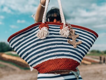 Crochet pattern striped tote bag PDF and video tutorial