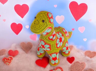 Dino - Baby with African Flowers crochet pattern PDF DYN
