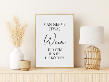 Poster WEIN in die KÖCHIN Poster Küche DOWNLOAD - Basteln
