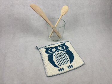 Potholder Owl Eugen – Double Knitting Instructions