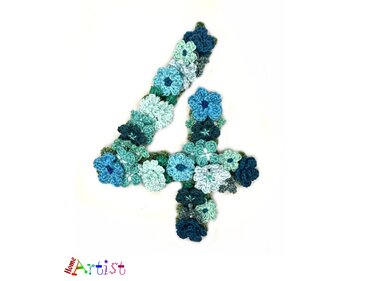 Flower Number 4 crochet pattern applique