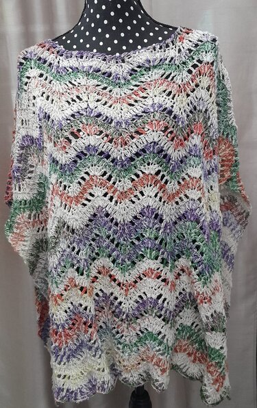 Sommer Poncho - Überwurf aus Sommergarn Hippie im Natural Look - Häkeln