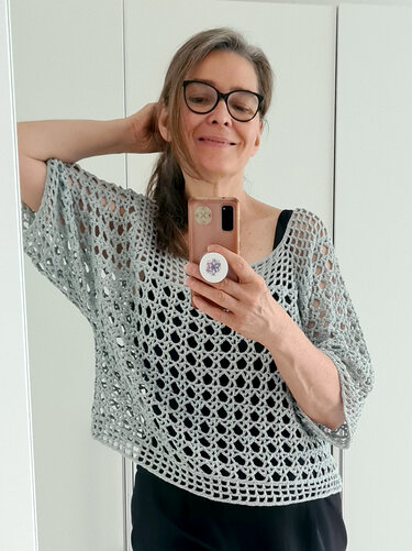 Tunic, Summer Sweater, Mesh Shirt "Sophia" (top-down raglan) - Image 16