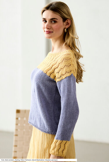 Pulli mit Ajourmusterpasse - Stricken