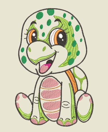 Stickdatei ITH Schildkröte Bruni für Rahmen 16×26 cm, Maschinenstickdatei - Sticken