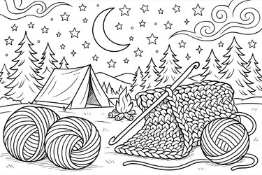 Ausmal-Auszeit - 2/25 - Häkelzeit beim Campen - Basteln