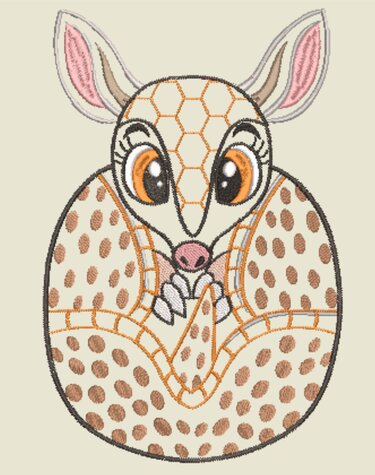 Stickdatei ITH Gürteltier Schorsch für Rahmen 16×26 cm, Maschinenstickdatei - Sticken