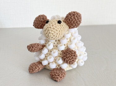 Beaded Crochet Fidget Sheep, Lamb Fidget Toy, Amigurumi Sheep