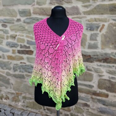 Tulip Garden, Lace Shawl with Flowers, PDF knitting pattern