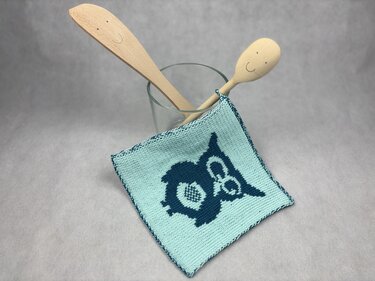 Potholder Owl Eugenia – Double Knitting Instructions