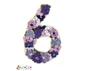 Flower Number 6 crochet pattern applique