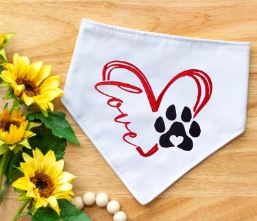 Stickdatei Loveherz double Hundepfote in 6 Größen, Maschinenstickdatei - Sticken