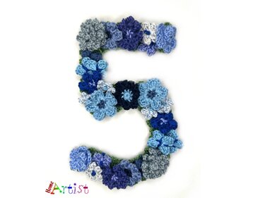 Flower Number 5 crochet pattern applique