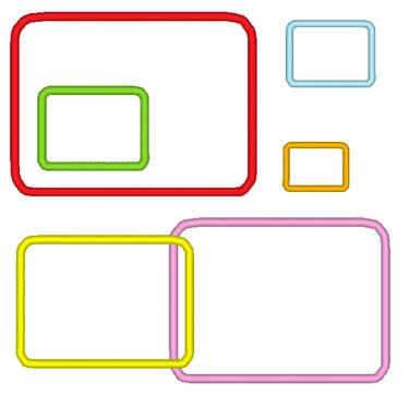 Stickdatei - Rechteck Rahmen in 18 Größen Button - Sticken