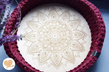 + MANDALA + Tablett mit Holzboden häkeln, verschiedene Größen, Muttertag