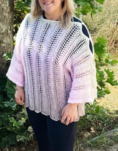 Anleitung für die romantische Tunika Poema mit Cut- Outs in Gr. 46/48 - 60 - Stricken