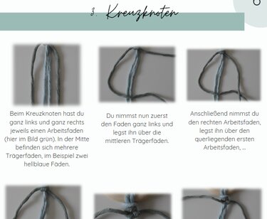 Makramee Mobile - Heißluftballons und Wolken - mit Erklärung Grundknoten - Macrame