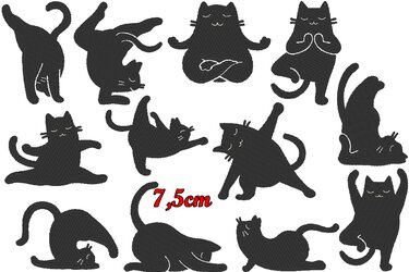 Stickdatei - Yoga Katze gefüllt Silhouette - Sticken