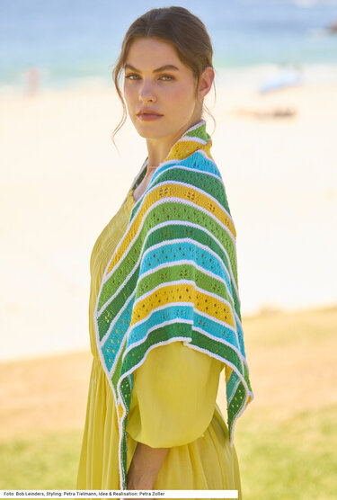 Dreiecktuch mit Musterstreifen - Stricken