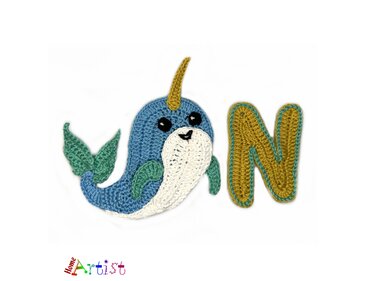 Crochet Animal Alphabet N Narwhal