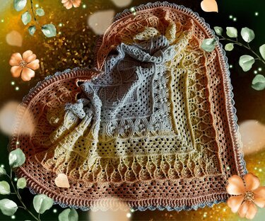 tiefes Dreieckstuch Mohnblume - Häkeln