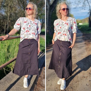 Denise - Midi-Rock in A-Linie mit Nahttaschen - Gr. 34-48 - PDF Schnittmust - Nähen