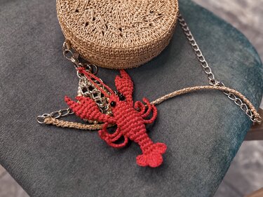 Crochet pattern lobster pendant digital instant download and video tutorial