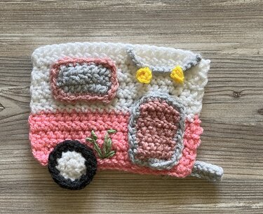 Häkelanleitung Applikation Wohnwagen