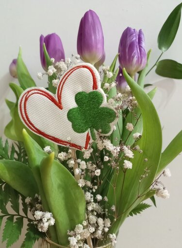 Stickdatei - Herz mit Kleeblatt - 3 Größen - Glück - Liebe - Sticken