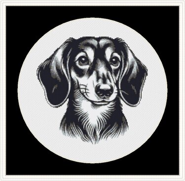 Kreuzstichvorlage Dackel Laila, sticke eine charmante Dackeldame, PDF/PNG - Sticken