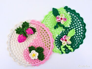 Häkelanleitungs-Bundle Yin Yang Mandala und Erdbeeren-Set