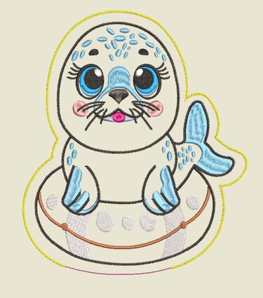 Stickdatei ITH Robbe Eddy für Rahmen 20x30 cm, Maschinenstickdatei - Sticken