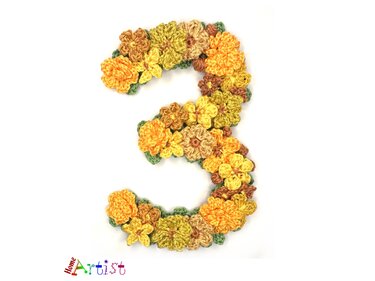Flower Number 3 crochet pattern applique
