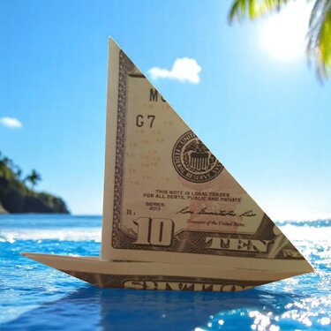 Origami Geldschein Segelschiff (*) - Basteln