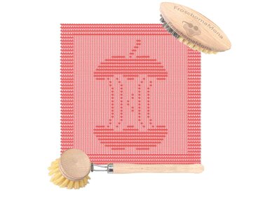 fruchtige Strickmotive „Apfel mit Made und Blatt“ + „Apfelbutzen“ Spültuch - Stricken