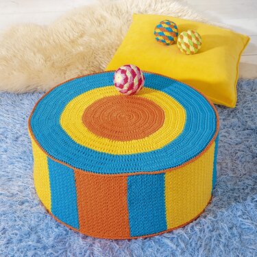 Heißluftballon mit Elefant, Luftballon und Sitz-Puff - Stricken