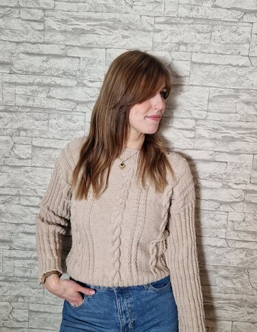 253 Strickanleitung Pullover Kurzpullover Zöpfchen - Bild 5