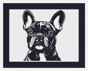 Kreuzstichvorlage Französische Bulldogge Karl, ein Frenchie als Stickmuster - Sticken